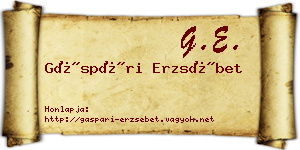Gáspári Erzsébet névjegykártya